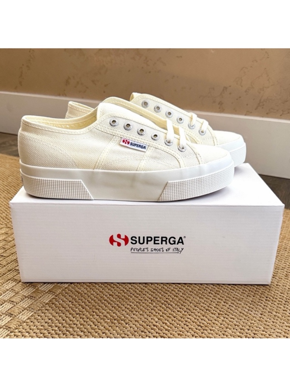 Superga Women's 2790 Beige-Natural Canvas Platform Sneaker—7.5 - Picture 2 of 13